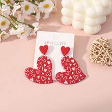 1 Pair Acrylic Heart, Leopard Print And Red Lip Pattern Earrings, Sweet Style, Suitable For Women To Wear At Parties, Also Can Be Used As Holiday Gifts - Multicolor a - View 27