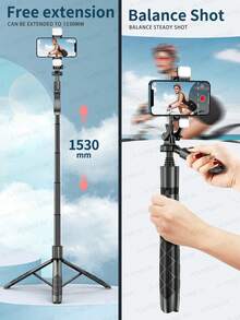 AXNEN Tragbarer Selfie-Stick-Stativ mit Fülllicht, ausziehbarer Aluminiumlegierungs-Bodenstativ, 360° drehbarer Telefonhalter mit Fernbedienung, dimmbare kalte/natürliche/warme Fülllichtfunktion, kompatibel mit Smartphone, Anti-Verwacklungs-Aufnahme, Fotografie, Live-Streaming, Vlogging