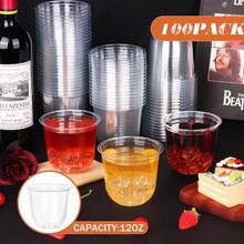 KesaPlan 100 Pcs Disposable Stemless Glasses 12oz Crystal Plastic Wine Glasses Clear Classic Cup For Meeting Weddings Birthdays Cocktail Christmas Party Supplies - 透明-100個-12盎司 - 查看 4