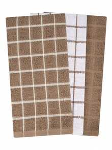 Kitchen Creations 100% Rizo de algodón Toallas de Cocina, Paquete de 3 63.50 cm x 38.10 cm, Mocha, 1,37325671 - Café integral - Ver 2