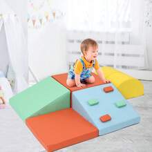 Juego de 5 piezas para bebés, parque infantil de espuma, equipo de juego activo de interior para escalar, gatear, deslizarse, bloques de construcción para desarrollar habilidades sensoriales y motoras, juguetes de actividades Montessori. - Naranja - Ver 1
