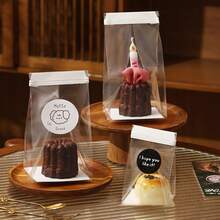 10pcs/20pcs Transparent High Gloss Food Bags And Baking Bags, Bread Packaging Boxes, Fashionable Gift Bags And Boxes, Suitable For Mooncakes, Snacks, Fruits & Vegetables, Mochi, Fries, Cookies And Cakes, Reusable