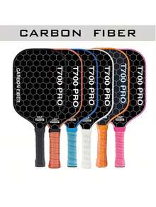 1 Set Paleta de pádel de fibra de carbono premium de 3ra generación con tecnología de núcleo y bolsa de transporte - Durable, ligera, adecuada para todos los niveles de habilidad - Multicolor - Ver 2