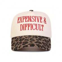 1pc Women's "Expensive & Difficult" Embroidered Letter Trucker Hat, Casual Baseball Cap, Suitable For Spring, Autumn, Street, Travel, Beach Vacation - Màu nâu  Mocha - Xem 3
