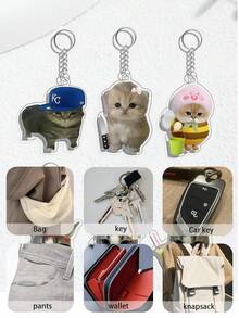 1个亚克力猫咪宠物钥匙扣，可爱猫咪钥匙扣，亚克力动物吊坠，小饰品，包包挂饰，汽车钥匙扣，钥匙链挂绳，钥匙扣，钥匙圈，情侣钥匙扣，男士钥匙扣，女士钥匙扣，生日礼物，朋友礼物，节日礼物，活动纪念品，派对小礼品 - 彩色 - 查看 9