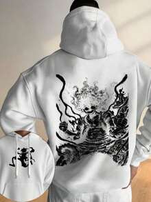 Men's Anime Hoodie Otaku Chic Manga Majesty Realm Fandom Flair Geek Groove Streetwear Sweatshirt Casual Cool Hip Hop Fashion Hooded Jacket For Anime Fans And Cosplay Enthusiasts - 白色 - 查看 6