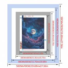 1pc 5D DIY Diamond Painting - "Dreamlike Deep Space Scene: A Full Moon Suspended Above Indigo And Lavender Intertwined Clouds" - Frameless Mosaic Full Diamond Round Acrylic Diamond Art DIY Diamond Painting Kit - Multicolor - View 5