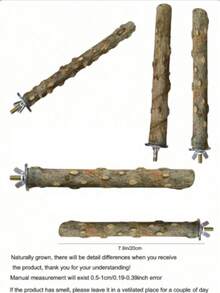 1/2/3/4/5/10pcs Natural Spiked Wood Bird Perch, Parrot Claw Grinding Stick, Cage Platform Toy, Suitable For Cockatiel, Parrotlet, Bourke's Parrot, Lovebird - Brown - View 4