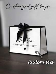1pc Customized Gift Bag With Logo, Name, Blessing, Gift Packaging Bag, Birthday Gift Bag, Customized Packaging, Creative, High-End, Black Bow Customized Gift Bag,Multi-Functional, Ornamental,Reusable,Exquisite,Stylish,High-Quality,Colorful,Modern,Custom,Personalized,Unique,Ideal Gifts For Him,Ideal Gifts For Her,Boyfriend,Dad,Girlfriend,Mom,Family - Multicolor - View 3
