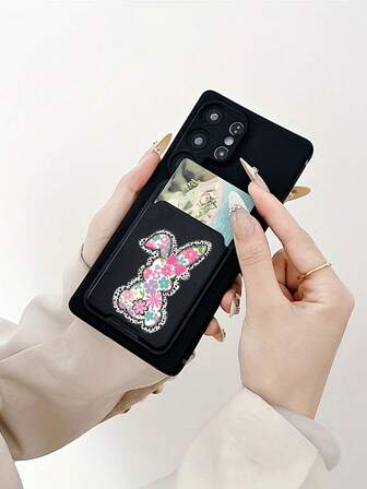 1pc Black TPU Minimalist Solid Color New 2-In-1 Card Holder With Rabbit Element Rabbit Pattern Anti-Drop, Anti-Slip, Full Coverage Phone Case Suitable For Apple Case/Matching Phone Case/Interesting Phone Case/Galaxy Phone Case/Redmi Phone Case/OPPO Case/ 17 Pro Max Case/Matching Phone Case For IPhone 16 PRO MAX Phone Case/ 145Pro Max Case/Galaxy A07 Case