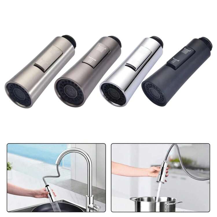 Grifo de cocina, cabezal de duchaíble, cabezal de pulverización de agua, mezclador de aspersor, aireador, grifo de ahorro de agua de cocina, cabezal de ducha de repuesto - negro - Añade 1