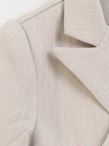 3 cái/bộ Suit dài tay màu trơn cho bé trai mới tập đi, thích hợp cho trang phục biểu diễn đám cưới của người mang nhẫn, có thắt nơ, cho mùa xuân và mùa thu - Màu Khaki - Xem 6