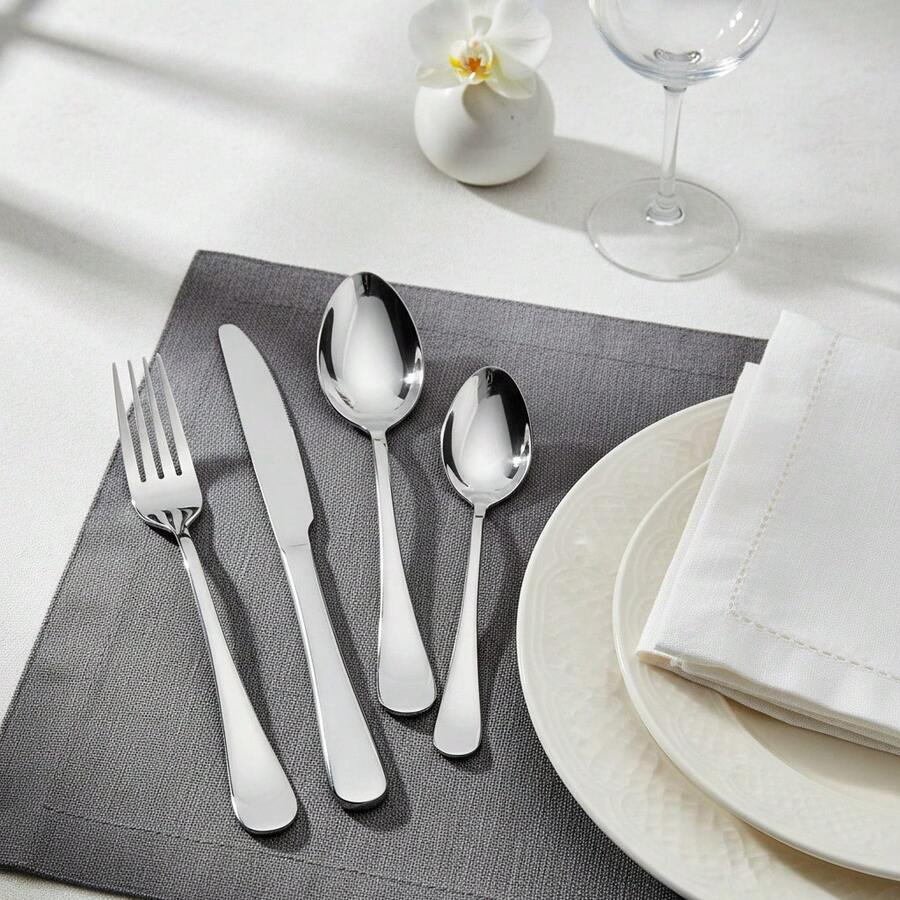 TendenciaJuego De Cubiertos Elegantes Set 24 Piezas Acero InoxidableCalidad premium - Plateado - Ver 1