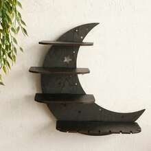 Estantería flotante de pared de 4 niveles de 30 cm de color negro, estante de pared de madera estilo gótico para exhibir cristales, aceites esenciales y decoración del hogar - sin cristal - Ver 1