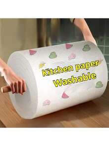 1 Roll Of 400 Sheets Random Pattern Disposable Kitchen Paper Towels, Reusable Cleaning Cloths, Non-Stick Oil Rags, Cleaning Wipes, Household Cleaning Supplies - Multicolor - View 1