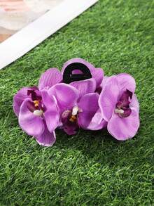 1个兰花发夹，3种颜色可选（腮红粉、紫色、深红色） - 采用层叠逼真的花瓣和黑色弹簧夹，适合打造海滩造型或作为优雅的日常发饰。 - 彩色 - 查看 16