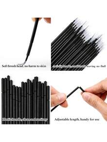 500pcs Disposable Micro Eyelash Brushes, One-Time Use Eyelash Wands For Eyelash Extension, Nail Polish, Lip Makeup, Black - Black - View 3