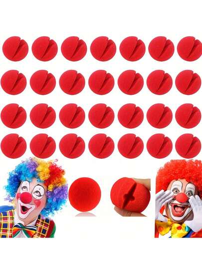 10pcs Red Clown Nose, Red Foam Sponge Nose, Red Nose For Carnival, Circus Party Fun Props, Clown Red Nose Sponge Ball Party Set, Suitable For Circus And Carnival Theme Party, Clown Role Play Props, Fun Party Decorations, Holiday Decorations, New Year And Valentine's Day Gifts