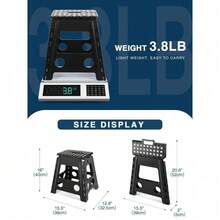 Large 150KG Folding Step Stool Multi Purpose Heavy Duty Home Kitchen Foldable - Black - View 6