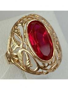 Inel gol texturat din material de cupru, elegant, vintage, lucrat manual, inel roșu de lux pentru femei, cadou perfect de sărbători