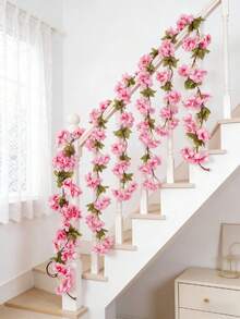 1/5件装人造樱花藤蔓家居装饰，DIY花环材料，情人节装饰，生日派对装饰，婚礼场地装饰，户外花园装饰，新年装饰 - 珊瑚粉 - 查看 8