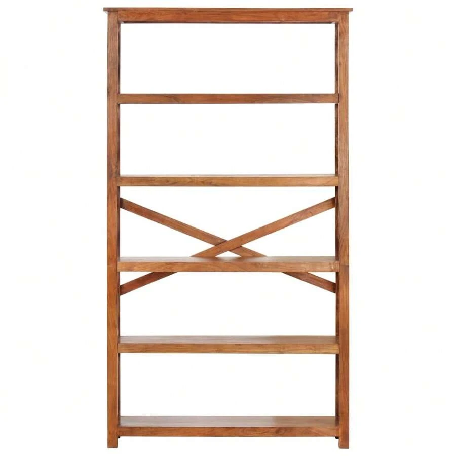 Larryhot Libreria 100x30x180 cm Legno Massello Acacia Finitura Ambra, Facile da assemblare, dall'estetica elegante e raffinata, pratica per riporre gli oggetti, la scelta ideale per l'organizzazione e la decorazione domestica - Castano - Visualizzare 1