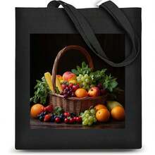 1pc 35*40cm(14*16 Inch) Pictures Of Various Fresh Fruits And Vegetables Shopping Bag, Heavy-Use Tote With Printed Graphics For Groceries & Laundry - Multicolor - View 3