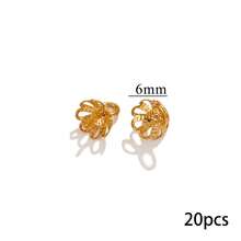 20pcs Stainless Steel Bead Pearl Flower Caps Clasps Hooks Top Drilled End Caps DIY Charm Connectors Jewelry Findings Accessories