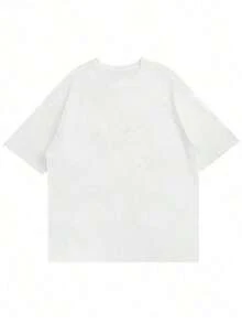 Camiseta de manga corta gráfica simple y versátil para hombres - Negro - Ver 4
