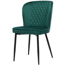 Dining Chair (2 Pcs), Dark Green, Upholstered Designer Chair With Backrest, Velvet Seat, Metal Frame - Xanh lá cây 2 - Xem 5