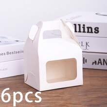 6个带展示窗的礼品盒，白色包装盒，牛皮纸提手盒，山顶造型盒，谷仓造型盒，适用于生日派对、婚礼等场合。 - 彩色 - 查看 7