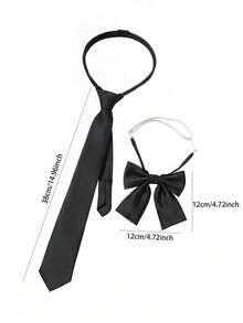 2pcs Adjustable Children's Bow Tie & Necktie, Classic Solid Color Kids Bow Tie, Suitable For Wedding, Graduation, School Uniform - Multicolor - View 6