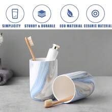 Blue Marble Toothbrush Holders - Ceramic Toothbrush Holders For Bathrooms, Toothbrush Toothpaste Holders, Marble Bathroom Tumbler Cups Reusable Toothbrush Mouthwash Cup, Bathroom Counter Organizer,1pcs,BlueMarble - Đá cẩm thạch xanh - Xem 6