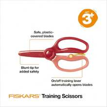Training Scissors for Preschoolers Ages 3+, Small Kids Safety Scissors with Training Lever, Easy to Use, Preschooler Art Supplies, Back To School, Red,37327001 - Multicolor - Ver 5