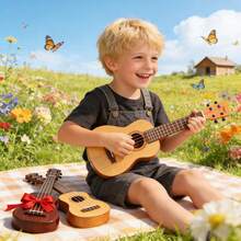 Tecforood Kids Ukulele Toy Guitar Instrument | Playable Mini String Guitar, Suitable For Music Learning And Early Education, Beginner-Friendly Design, Cultivates Rhythm, Coordination And Musical Interest, Interactive Enlightening Music Toy, Suitable For Hands-On Practice And Creative Play, Ideal For Family Use And Parent-Child Interaction, Perfect Gift For Birthday Parties, Halloween Celebrations And Christmas Holidays. - Multicolor - View 6