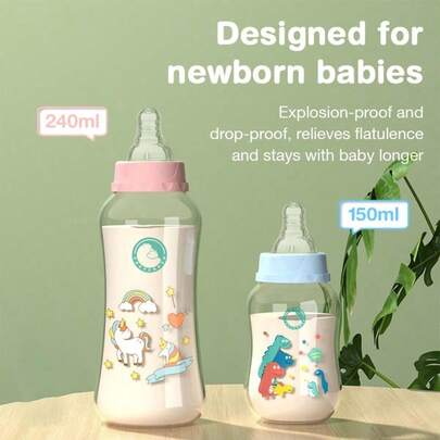 MAMIJOY 150ml/240ml Durable PP Baby Feeding Bottle Perfect Holiday Gift Shatterproof Easy-Grip