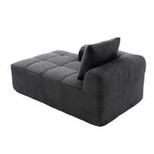 Comfortable Reclining Corduroy Sofa - No Assembly Required, Plush Sofa With Back Cushions, Side Storage Pocket For Remote Control And Mobile Phone, Built-In Cup Holder - Neat And Aesthetic. - 深灰色 - 查看 4
