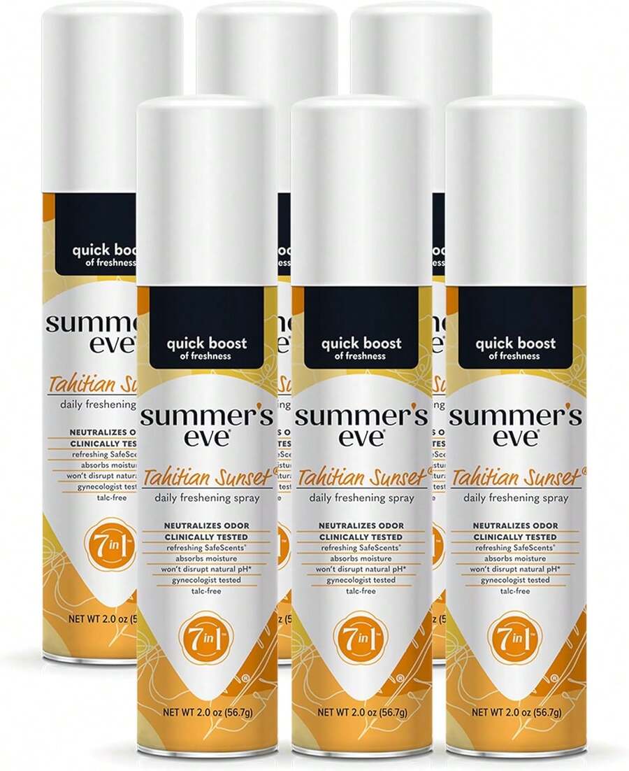 Summer's Eve Tahitian Sunset Daily Feminine Spray, 2 Oz, 6 Pack, New Year Fragrance-Inspired Freshness, Holiday Value Pack - Hoàng hôn Tahiti - Xem 1