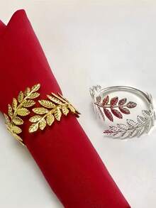 2-50个装丰收小麦餐巾环，金属叶子餐巾架，秋季餐巾环支架，婚礼生日派对餐桌装饰，加厚铁质小麦餐巾环，适用于生日、农场、婚礼、派对、节日等场合 - 非常适合自助餐桌装饰、婚礼派对装饰、毕业典礼装饰、母亲节父亲节装饰 - 彩色 - 查看 6