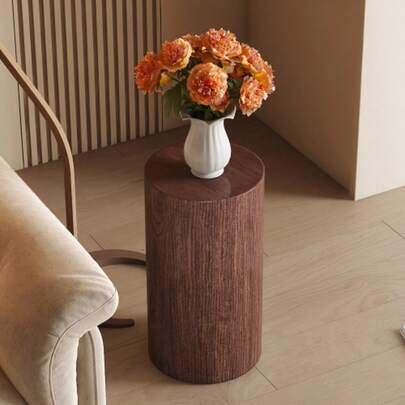 Elegant Round Walnut MDF Coffee Table – Modern Living Room Decoration With A Minimalist Design. Can Be Used As A Small Side Table, Side Table, Sofa Table Or Tea Table.