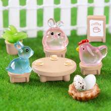 Mini Rabbit Figurines, Glowing Resin Animals, Small Rabbits & Chicks Decor, Can Be Hidden In Easter Eggs As Decorations, Mini Resin Rabbit Figurines, Easter Bunny & Carrot Decor, Miniature Sculptures, Small Farm Rabbit & Chick Fairy Garden Decorations, Suitable For Dollhouse Easter Egg Fillers, Easter Holiday DIY Miniature Fairy Garden Craft Decorations - Multicolor - View 2