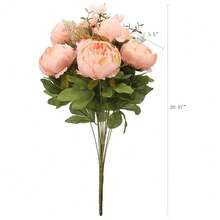 Duovlo Springs Flowers Artificial Silk Peony Bouquets Wedding Home Decoration,Pack Of 1 (Spring Orange-Pink),20.87*3.5,SpringOrange-Pink - 春季橙粉紅色 - 查看 3