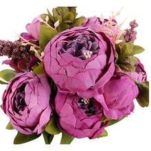 Duovlo Fake Flowers Vintage Artificial Peony Silk Flowers Wedding Home Decoration,Pack Of 1 (Purple),20.87*3.5,Purple - 紫色 - 查看 1