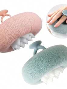 2pcs Super Soft Sunflower Suction Cup Bath Sponge, 2-In-1 Sunflower Bath Sponge With Suction Cup, Exfoliating Scrub Brush For Deep Cleansing, Suitable For Men And Women, Light Blue + Pink