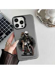 Custodia per telefono da motociclista cool, compatibile con modelli 17, 16, 15, 14, 13, 12 Pro Max, con pulsante in metallo argento elettroplaccato, cover compatibile con i modelli 17 Pro, 17 Pro Max, 17 - Z3 - Visualizzare 9