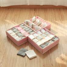 1个可折叠内衣收纳盒，多功能分隔式内衣袜收纳袋，抽屉式收纳盒，无纺布袜子收纳盒，衣柜内衣、胸罩、袜子、领带、围巾收纳盒，可水洗，可折叠，衣柜收纳盒，方便实用，适用于衣柜、橱柜、抽屉、房间、卧室，可用于衣物分类，情人节礼物，情人节装饰品，复活节 - 灰色 - 查看 2