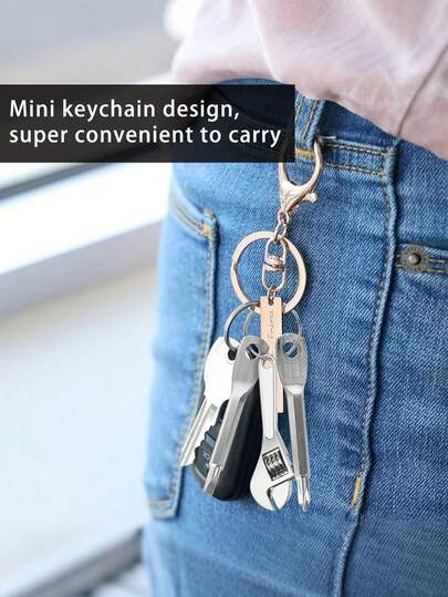 2/3件套带钥匙扣手柄 | 可调节通用露营配件、口袋维修工具、创意迷你工具钥匙扣、可调节扳手钥匙扣、螺丝刀、便携式功能工具钥匙扣、金属吊坠。耐用锌合金材质，便携式扳手。适用于汽车、自行车和摩托车维修，派对礼品，手工爱好者和机械工程学生的理想之选。