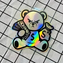 1pc Fierce Bear Motorcycle Laser Effect Vinyl Decal Sticker - Self-Adhesive Waterproof Sticker, Suitable For Motorcycle Body, Fairing, Bumper - Durable Scratch-Resistant Decoration - A - View 2