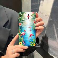 1PC Phone Case ,  Flamingo Tropical Leaves Flowers Water , Stylish Phone Case, Phone Decoration, All-around Lens Protection, Creative Small Gift, Funny Gift for Boys and Girls - Negro - Ver 5