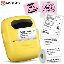 Marklife Label Maker- Thermal Label Printer, Portable Label Makers For Product, Address, Small Business, Sticker, Home, DIY, Compatible With Android, IOS, Windows, With 1 Roll Label Sticker
